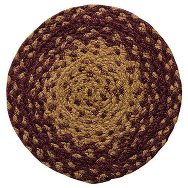 Burgundy Tan Braided Trivet - The Fox Decor